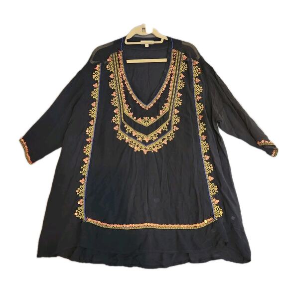 Monsoon Sheer Cover Up Tunic Size M Oversized Embellished‎ Kaftan Embroidered - Picture 1 of 10